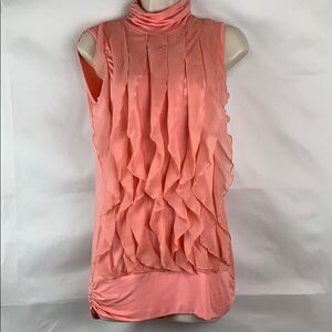 Kenar Pink Sleeveless Ruffle Tank Top